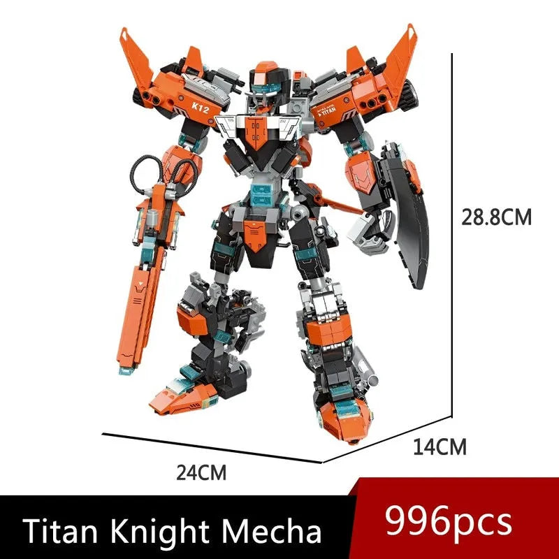 JieStar Building Block Set: Transforming Titan Knight Mecha Robot Warrior, Model 67030