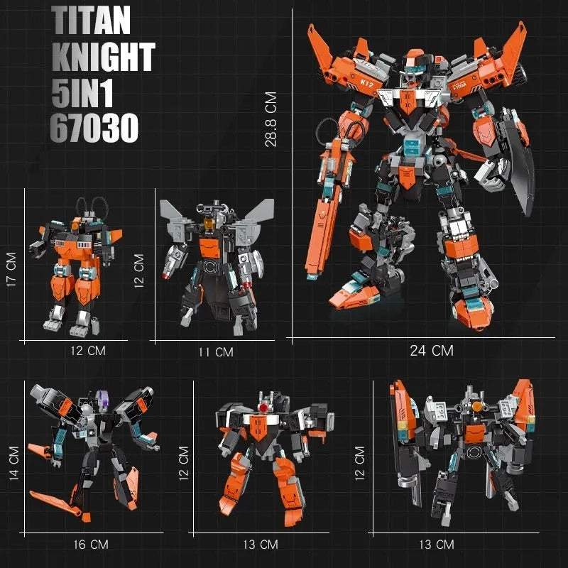 JieStar Building Block Set: Transforming Titan Knight Mecha Robot Warrior, Model 67030