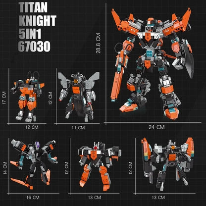 JieStar Building Block Set: Transforming Titan Knight Mecha Robot Warrior, Model 67030