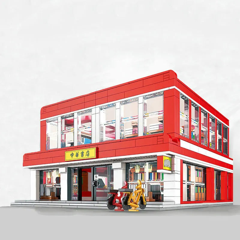 JuHang MOC Building Block Set: Street Expert MOC Chinese Bookstore, Model JH86003