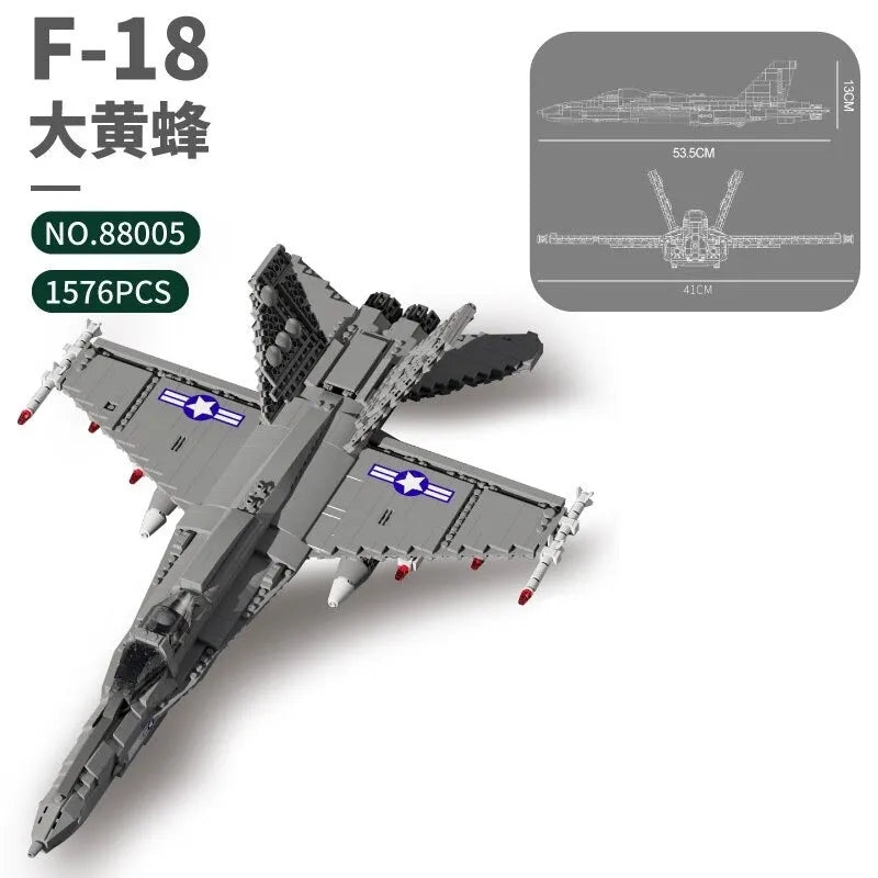 JuHang Building Block Set: Aircraft F-18 Hornet Fighter Jet, Model 88005