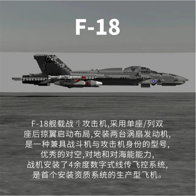 JuHang Building Block Set: Aircraft F-18 Hornet Fighter Jet, Model 88005