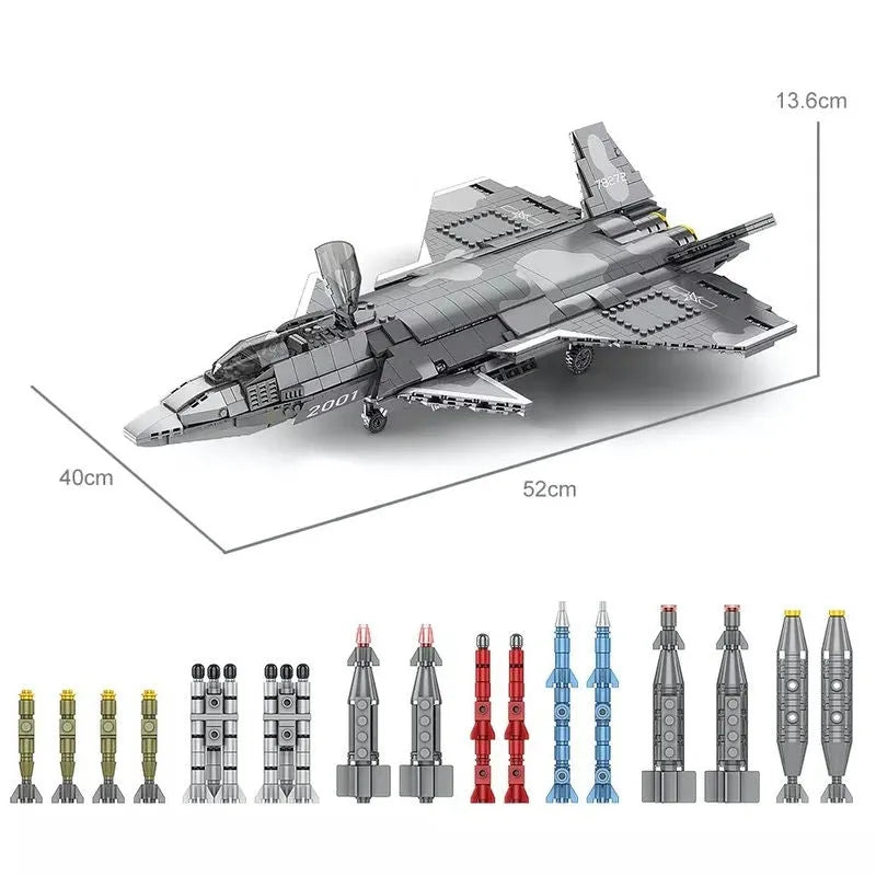 JuHang Building Block Set: Aircraft J-20 Stealth Fighter Jet, Model 88009