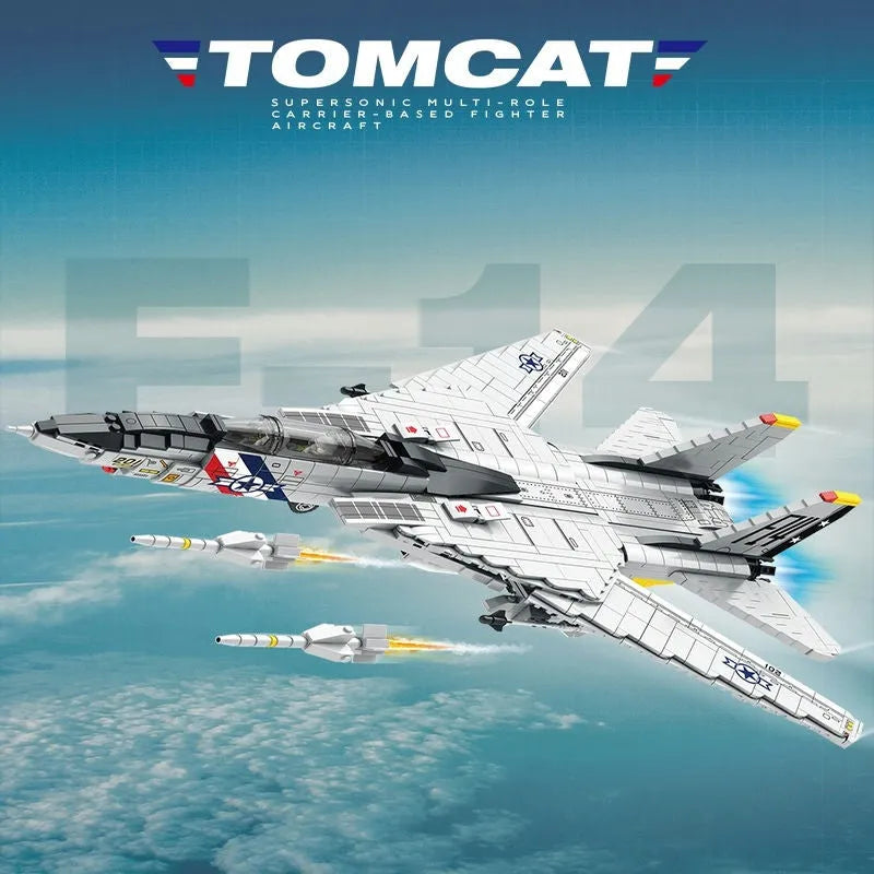 JuHang MOC Building Block Set: Aircraft MOC F-14 Tomcat Fighter Jet, Model 88018