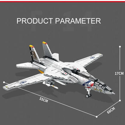 JuHang MOC Building Block Set: Aircraft MOC F-14 Tomcat Fighter Jet, Model 88018