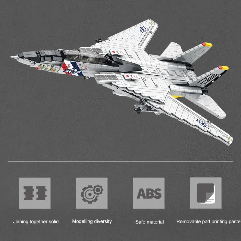 JuHang MOC Building Block Set: Aircraft MOC F-14 Tomcat Fighter Jet, Model 88018