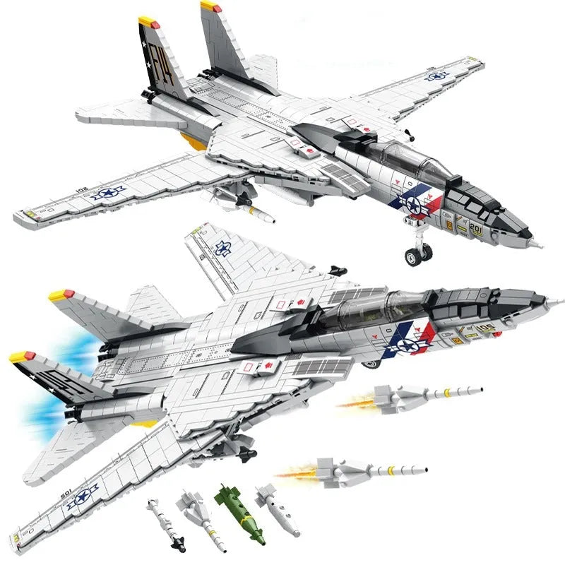 JuHang MOC Building Block Set: Aircraft MOC F-14 Tomcat Fighter Jet, Model 88018