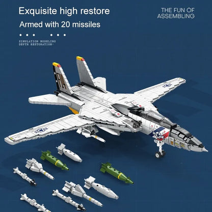 JuHang MOC Building Block Set: Aircraft MOC F-14 Tomcat Fighter Jet, Model 88018