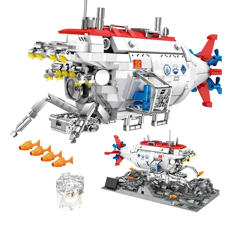 JuHang Building Block Set: Manned Deep Sea Submarine Ship, Model 88201