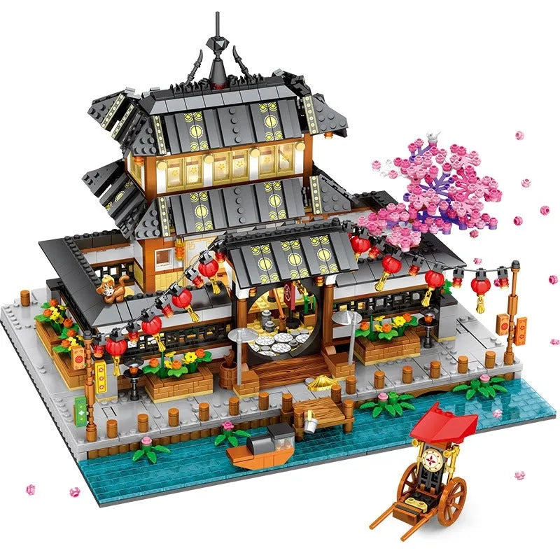 JuHang MOC Building Block Set: 86015 Martial Arts Hall Cherry Tree, Model H86015