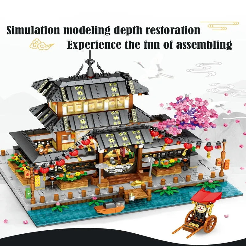 JuHang MOC Building Block Set: 86015 Martial Arts Hall Cherry Tree, Model H86015
