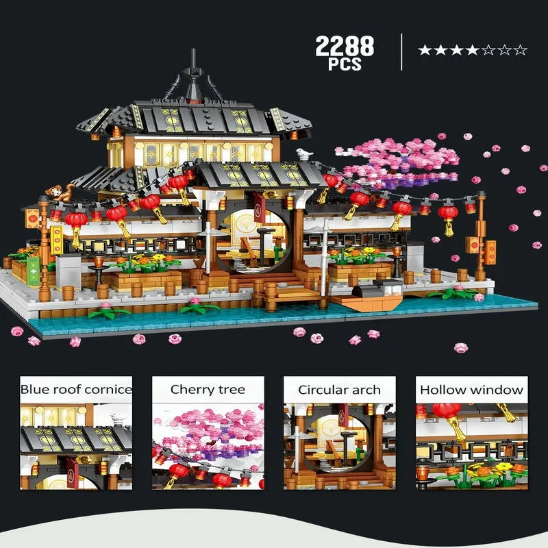 JuHang MOC Building Block Set: 86015 Martial Arts Hall Cherry Tree, Model H86015