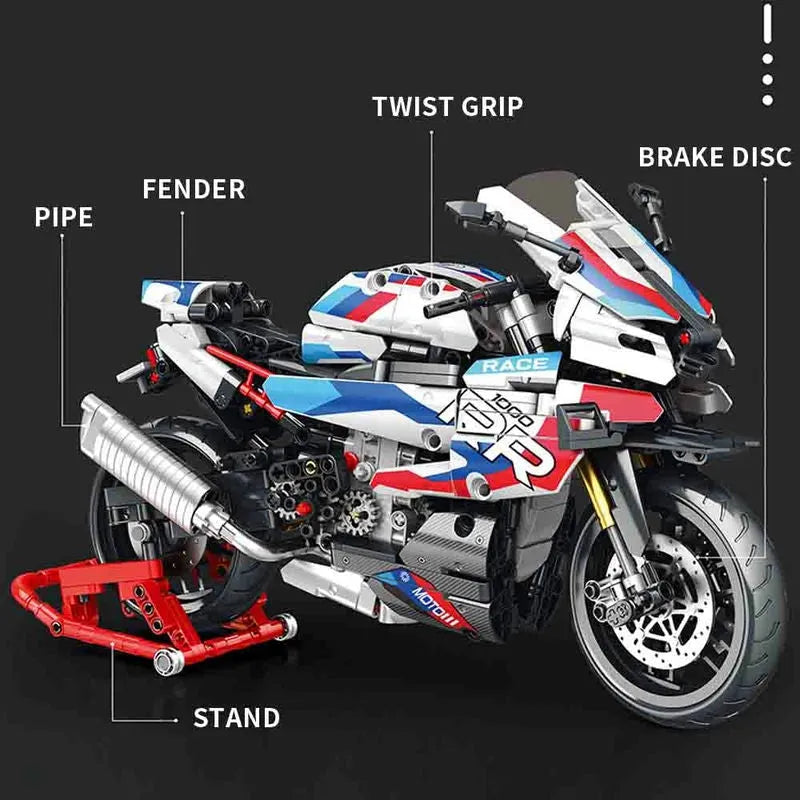 JuHang MOC Building Block Set: BMW Racing Motorcycle Bikes 82005