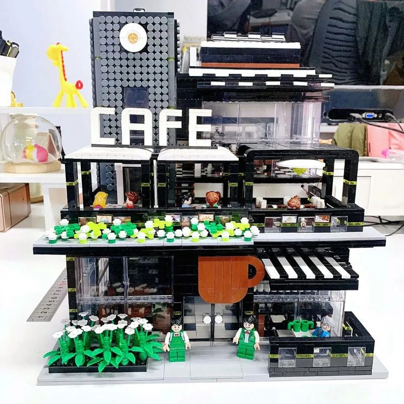 JuHang MOC Building Block Set: Corner Coffee Shop, Model 86007