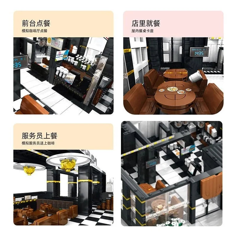 JuHang MOC Building Block Set: Corner Coffee Shop, Model 86007