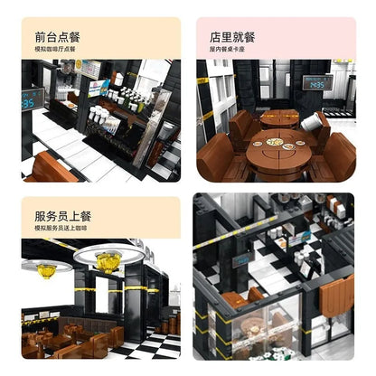 JuHang MOC Building Block Set: Corner Coffee Shop, Model 86007