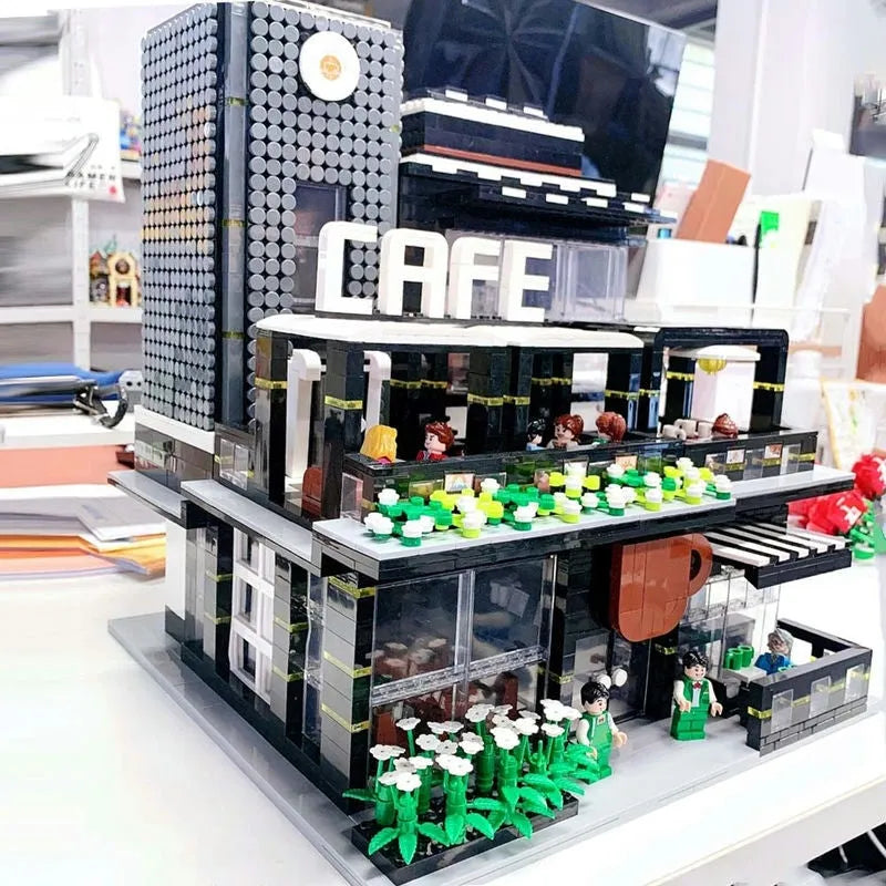 JuHang MOC Building Block Set: Corner Coffee Shop, Model 86007