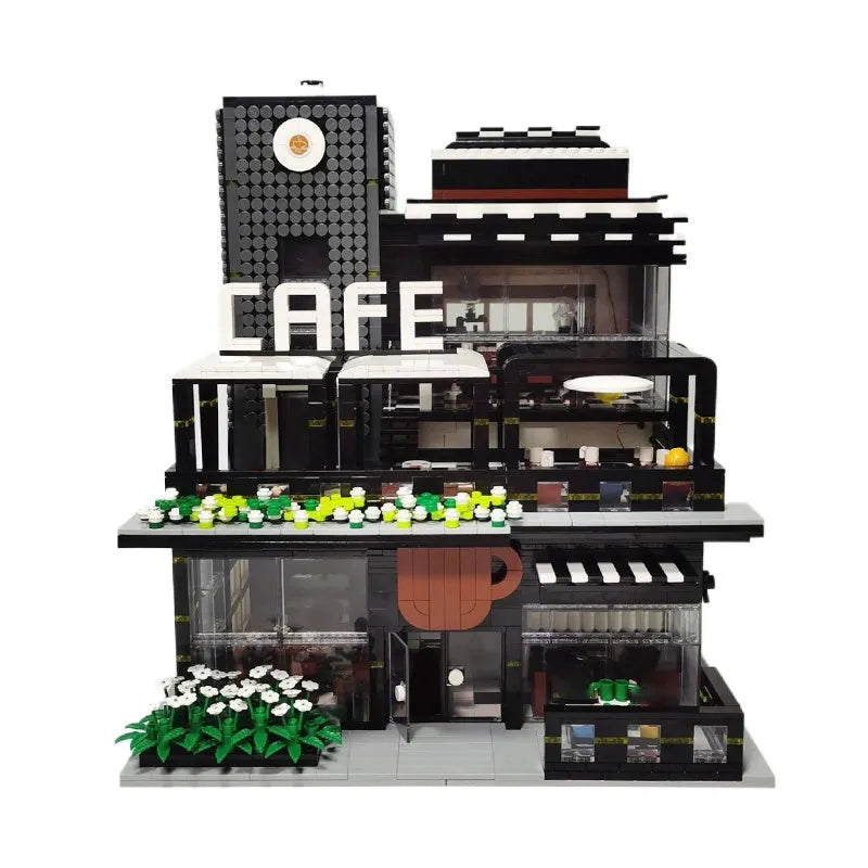 JuHang MOC Building Block Set: Corner Coffee Shop, Model 86007