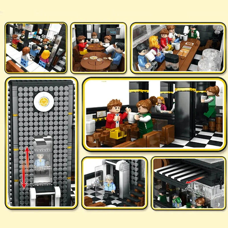 JuHang MOC Building Block Set: Corner Coffee Shop, Model 86007
