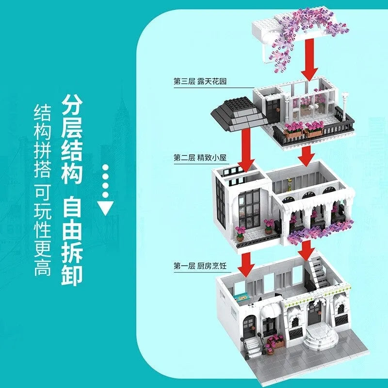 JuHang MOC Building Block Set: European City Garden Flower Villa, Model 86014