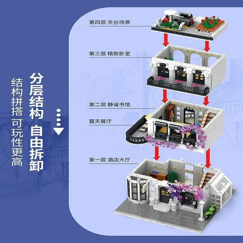 JuHang MOC Building Block Set: European City Garden Flower House, Model 86012