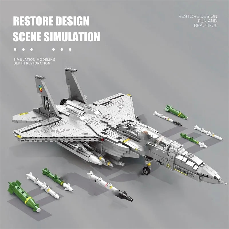 JuHang MOC Building Block Set: Aircraft F15E Jet Fighter Plane, Model 88020