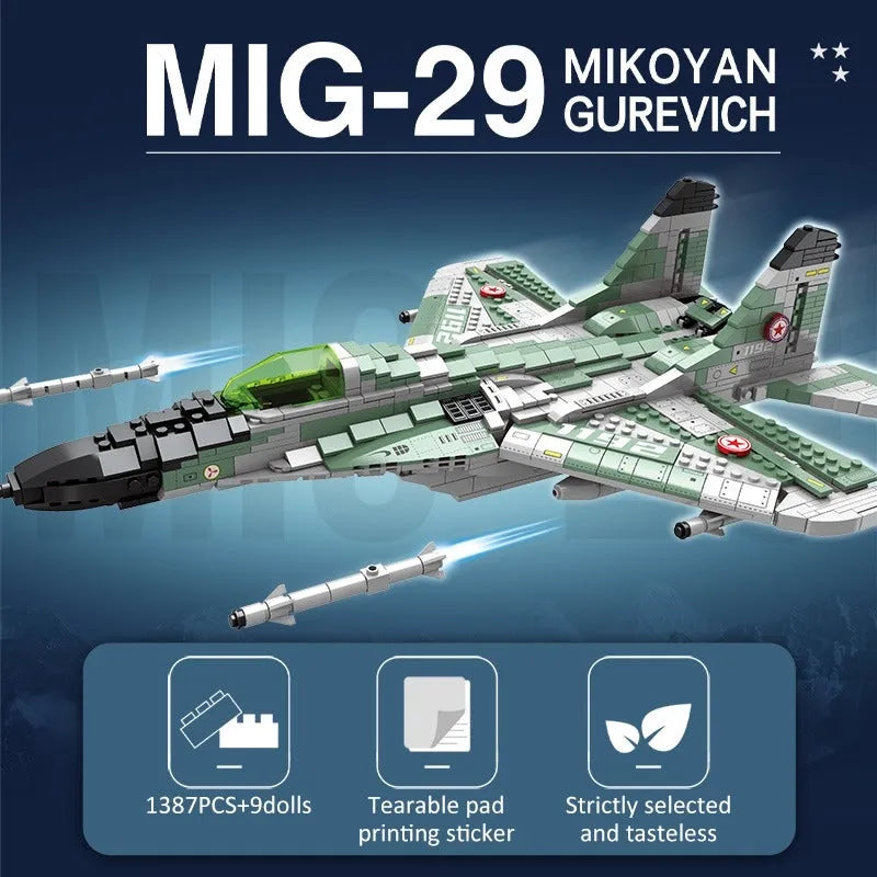 JuHang MOC Building Block Set: Aircraft MIG 29 Fighter Jet Plane