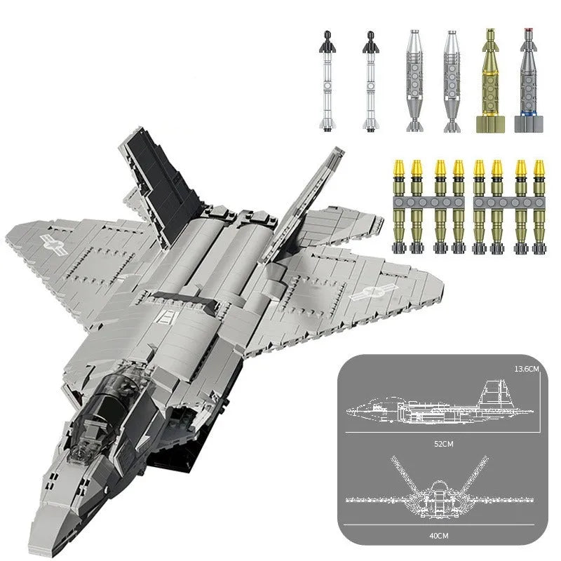 JuHang MOC Building Block Set: F-22 Raptor Stealth Aircraft, Model 88003
