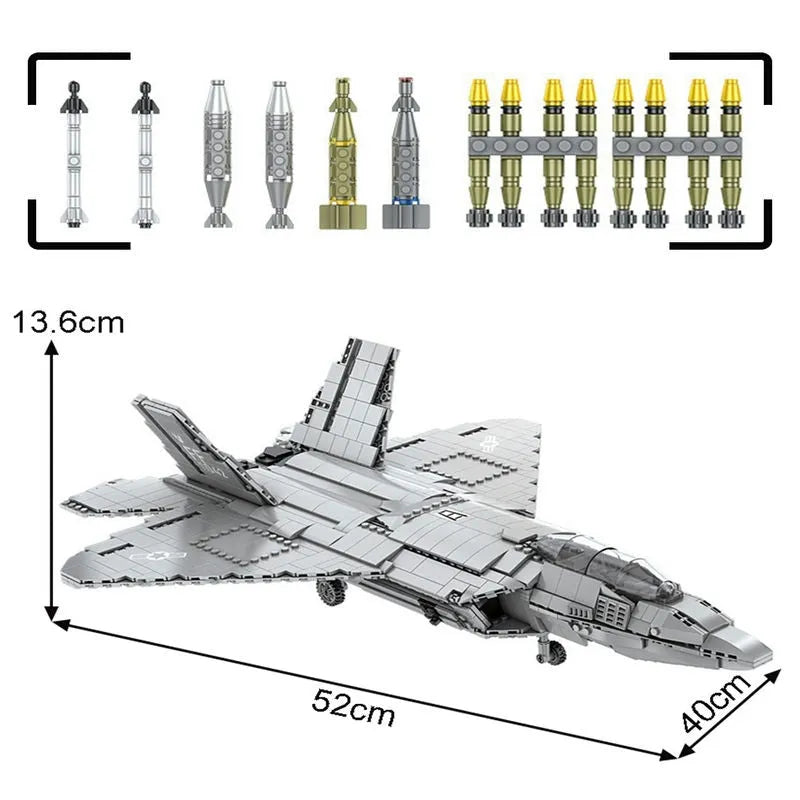 JuHang MOC Building Block Set: F-22 Raptor Stealth Aircraft, Model 88003