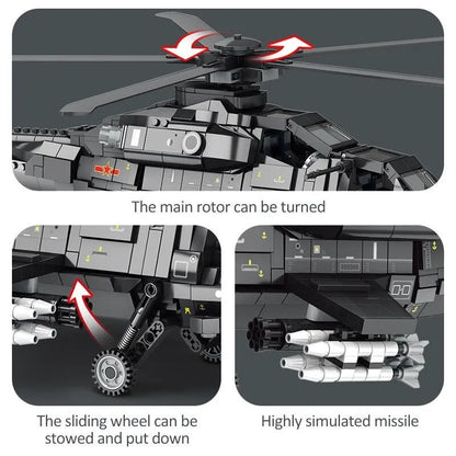 JuHang MOC Building Block Set: WZ-10 Gunship Attack Helicopter, Model 88019