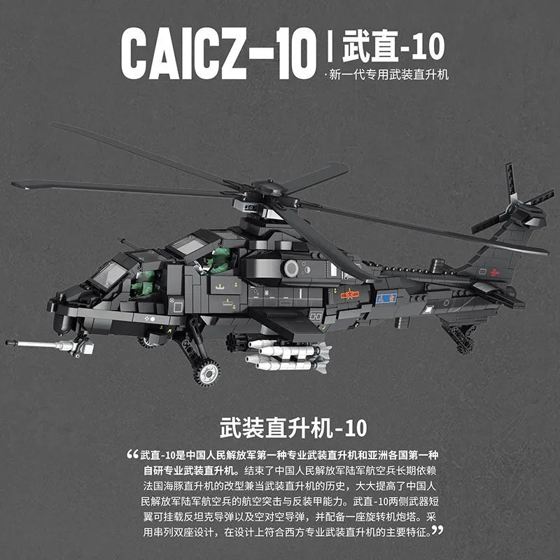 JuHang MOC Building Block Set: WZ-10 Gunship Attack Helicopter, Model 88019