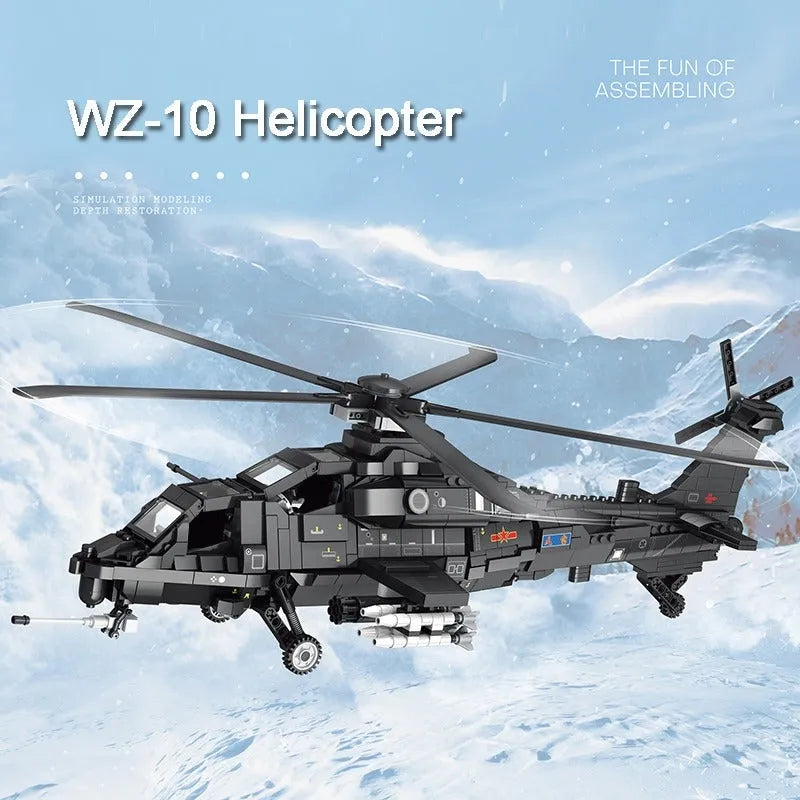 JuHang MOC Building Block Set: WZ-10 Gunship Attack Helicopter, Model 88019