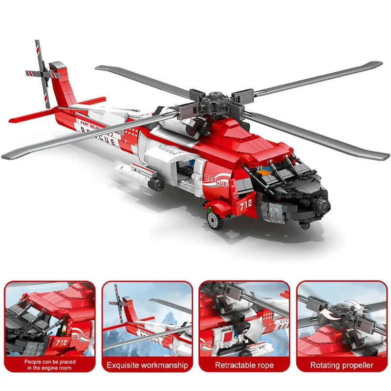 JuHang Building Block Set: HH-60J Search And Rescue Helicopter, Model 88012