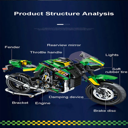 JuHang MOC Building Block Set: Kawasaki Z900 Racing Motorcycle 82004