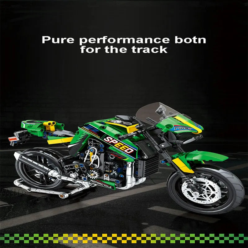 JuHang MOC Building Block Set: Kawasaki Z900 Racing Motorcycle 82004
