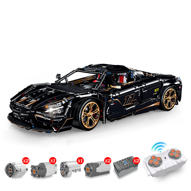 Trilumity Motorized Building Block Set: 1: 8 British Monocage Supercar Building Sets with Remote Control, Electric Lift Convertible and Suspension