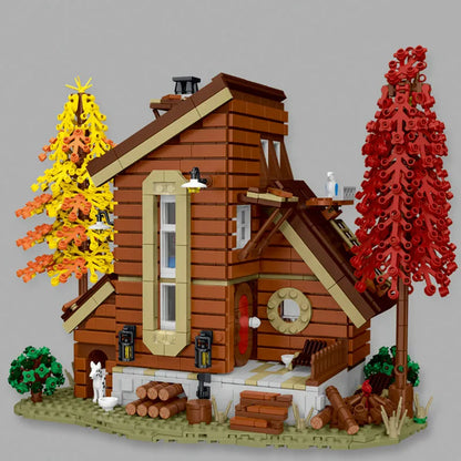 MORK MOC Building Block Set: Street Experts MOC Forest Cabin Villa LED 031073