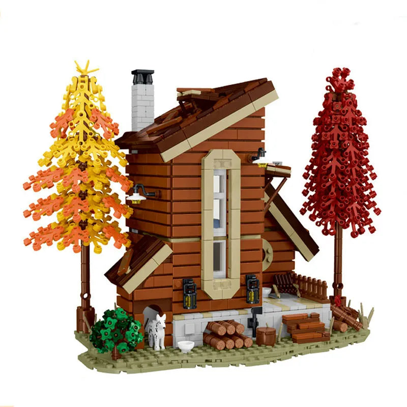 MORK MOC Building Block Set: Street Experts MOC Forest Cabin Villa LED 031073