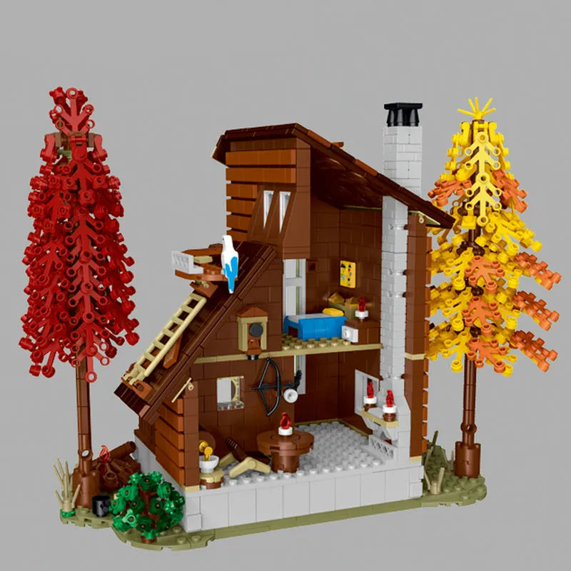 MORK MOC Building Block Set: Street Experts MOC Forest Cabin Villa LED 031073