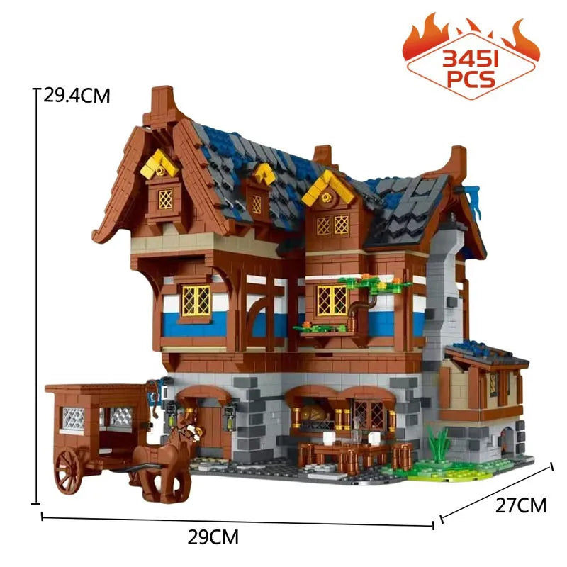 MORK MOC Building Block Set: Medieval Town Tavern, Model 033002