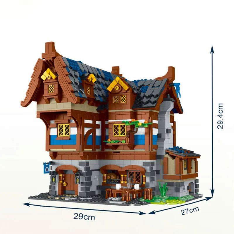 MORK MOC Building Block Set: Medieval Town Tavern, Model 033002