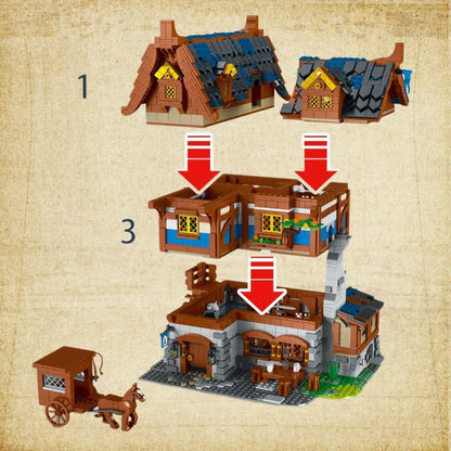 MORK MOC Building Block Set: Medieval Town Tavern, Model 033002