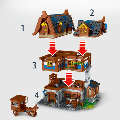 MORK MOC Building Block Set: Medieval Town Tavern, Model 033002