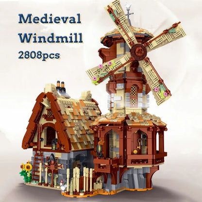 MORK MOC Building Block Set: Medieval Town Windmill, Model 033009