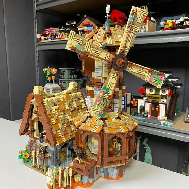 MORK MOC Building Block Set: Medieval Town Windmill, Model 033009