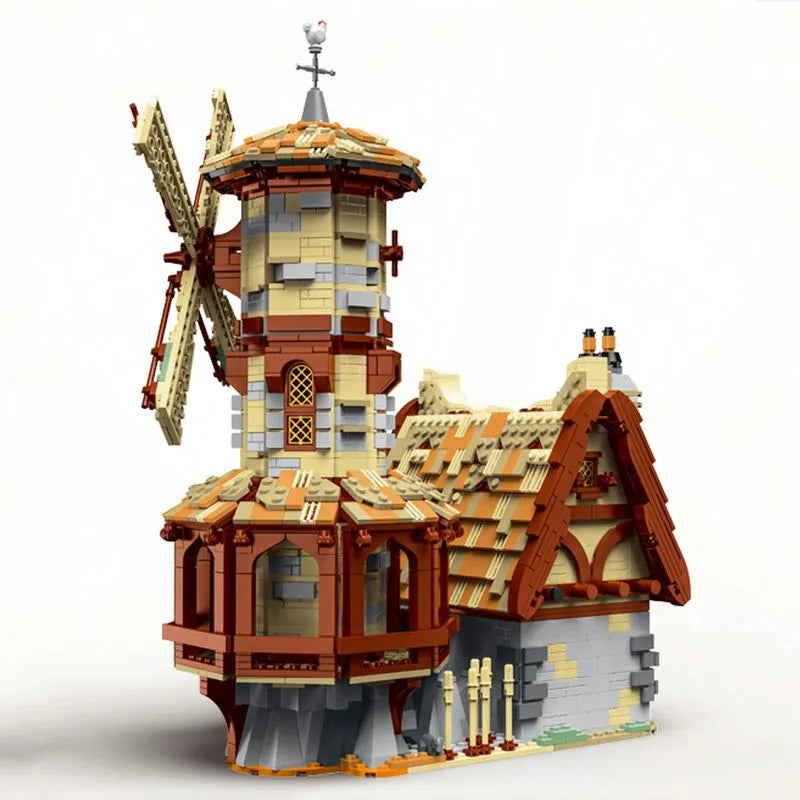 MORK MOC Building Block Set: Medieval Town Windmill, Model 033009