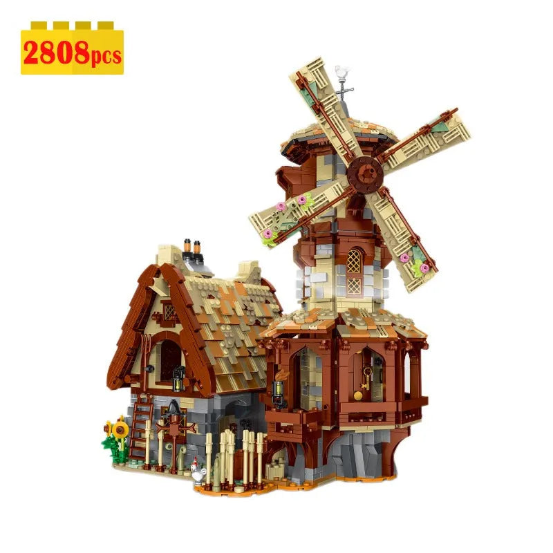 MORK MOC Building Block Set: Medieval Town Windmill, Model 033009