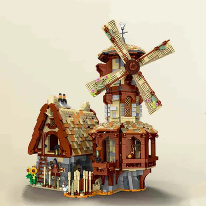MORK MOC Building Block Set: Medieval Town Windmill, Model 033009