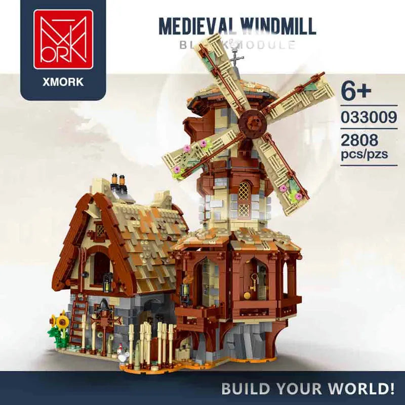 MORK MOC Building Block Set: Medieval Town Windmill, Model 033009