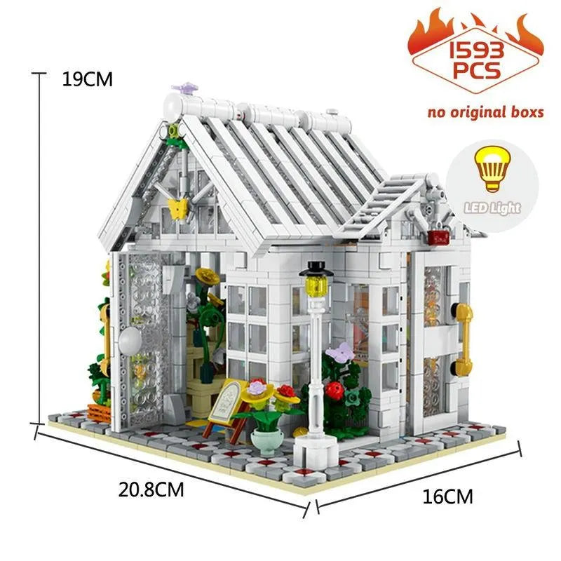 MORK MOC Building Block Set: Sunshine Flower Store LED 031061